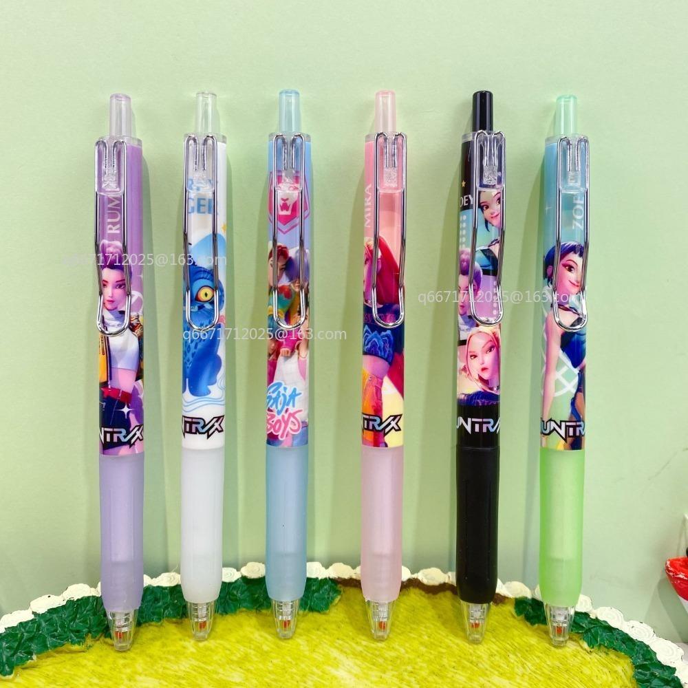 1/4/6/12PCS KPop Demon Hunters Black Ink Pen Student Writinng Draw Gel Pen Anime Figure Stationery Study Supplies Gift 0.5mm