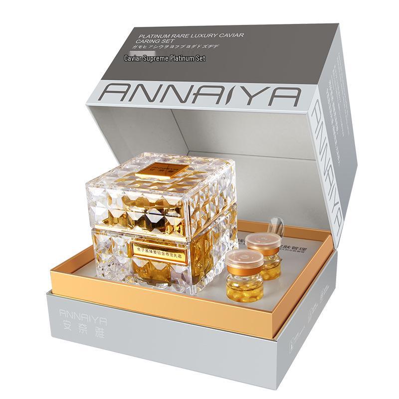 Set de Cuidado de la Piel con Caviar: Hidratante Reafirmante Antiarrugas para Líneas Finas - Crema Nutritiva, Refrescante, No Grasosa.