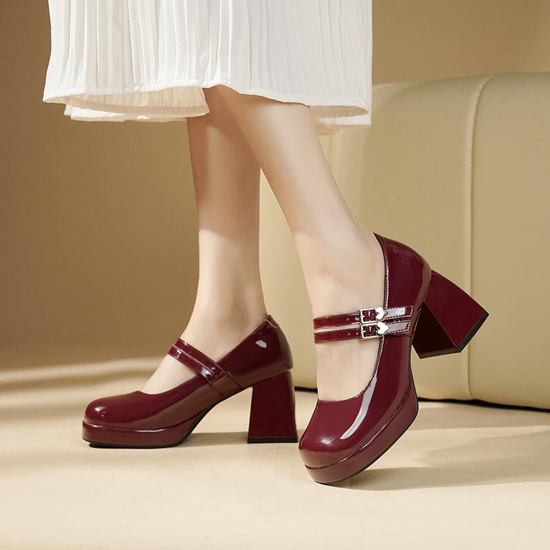 New Womens High Heels High Quality Women's Leather Shoes With Thick Heels Fashionable Women's Banquet Wedding Shoes