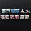 Moder Mens Coloful Pattern Square Cufflinks Pastel Sail Shaped Sleeve Button Birthday Anniversary Father's Day Pretty Gift