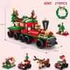 Non-Toxic Advent Calendar Christmas Building Blocks Set Christmas Toys Includes Santa Claus Train House Blocks Gift For Kid Children