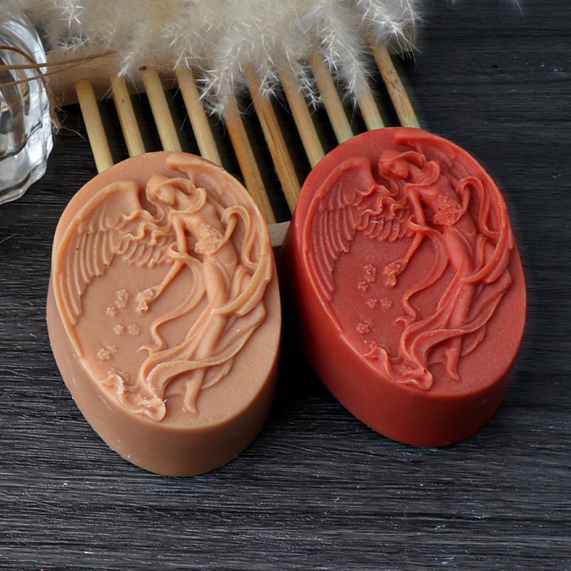 3D Wings Angel Girl Silicone Soap Mold DIY Embossed Flower Girl Candle Resin Plaster Making Tool Mould Cake Decor Gifts