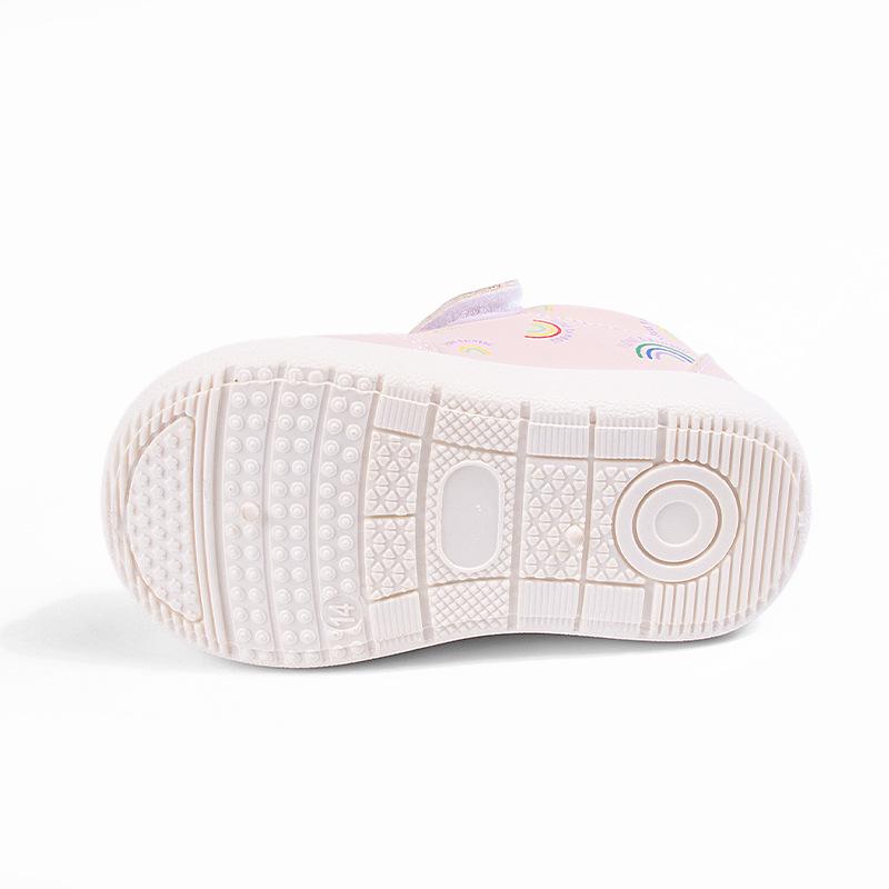 Spring Fashion Soft Sole Baby Girl Leather Shoes - Cute Cartoon Rainbow Velcro Toddler Shoes