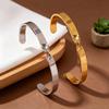 Two-Tone Gold & Silver Twisted Open Bangle: Simple Titanium Steel Bracelet