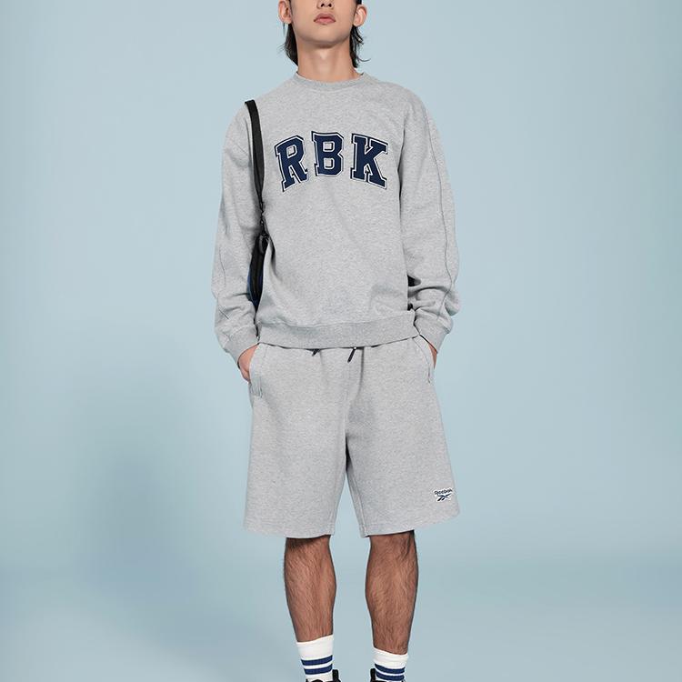 Reebok Letter Embroidery Casual Sports Knit Pullover Vintage American Sweatshirt Unisex sweatshirt Light-Heather-Gray 24SRC305UGG3