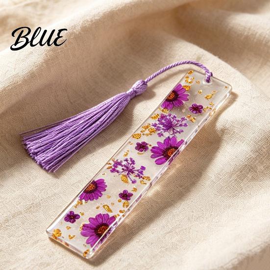 High Quality Bookmarks Dried Flower Resin with Tassels Double-Sided Magnetic Page Markers