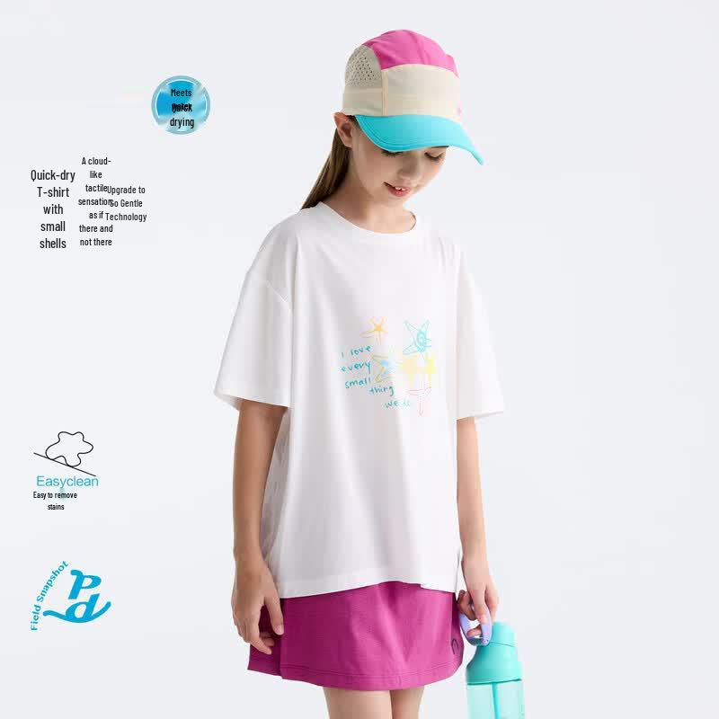 Gulu Diary Kids Quick-Dry Breathable Short Sleeve T-Shirt 140 грязно-белый
