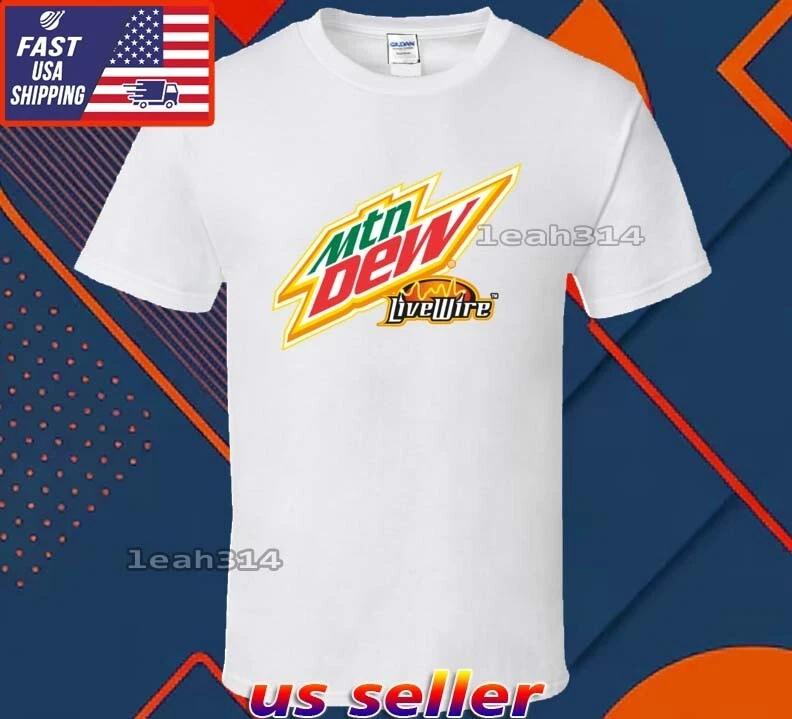 New Shirt Mountain Dew Live Wire Logo T-Shirt Funny American Unisex Size S-5XL