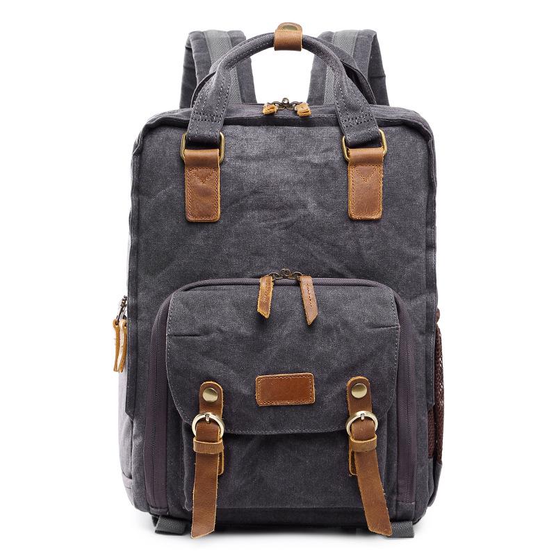 

Seven-color cotton camera bag, batik waterproof canvas, casual backpack, DSLR digital backpack. темно-сірий