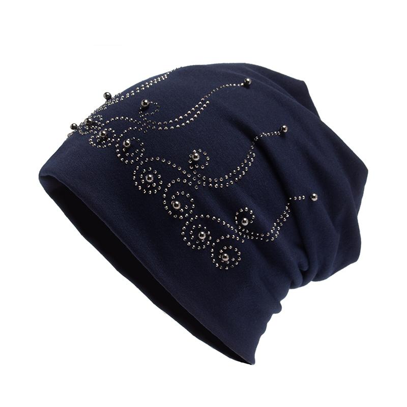 Frauen Beanie Strass Perle Herbst Hut Für Frauen Mode Balaclava Casual Hüte Weibliche Gestrickte Warme Skullies Motorhaube Winter