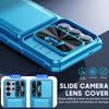 With Card Holder Sliding Camera Cover And Stand For Samsung Galaxy S26 Ultra Phone Case, Anti-Fall PC+TPU Wallet Case-Light Blue