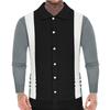Men's Casual Color - Blocked Knitted Cardigan With Turned - Up Collar And Ribbed Cuffs Outerwear