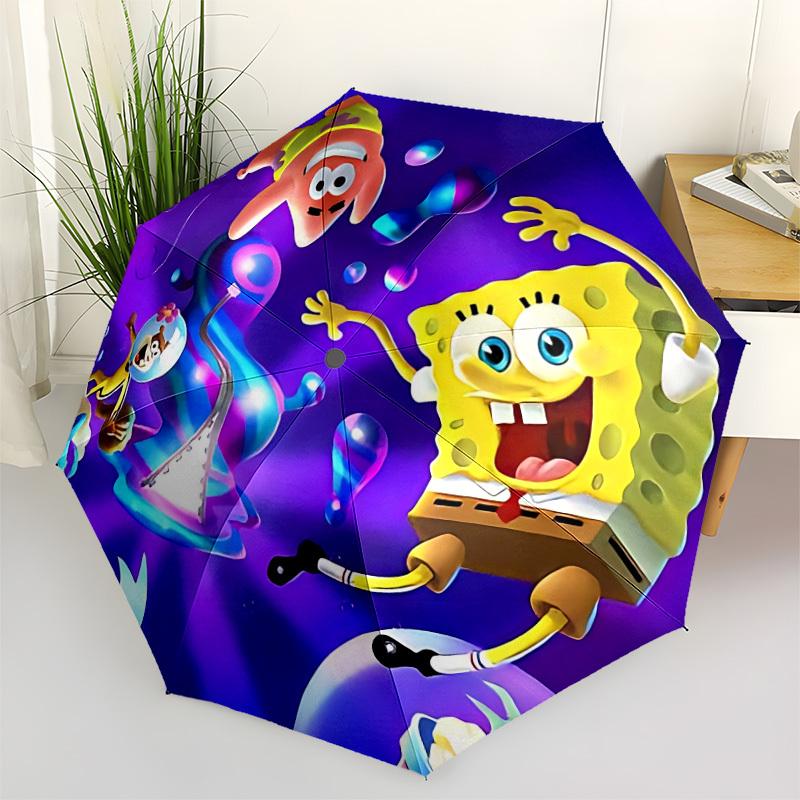 

1pc SpongeBob SquarePants Automatic Open/Close Umbrella - Compact Travel Umbrella with 8-Rib Durable Frame, Lightweight & Portable yy251023004