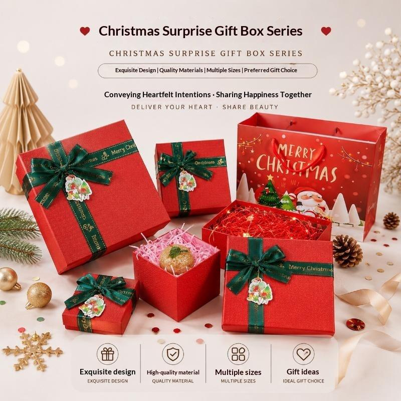 Christmas Paper Gift Box Set 1 Pack Durable Xmas Favor Packing Containers for Holiday Party Gifts Home Decoration