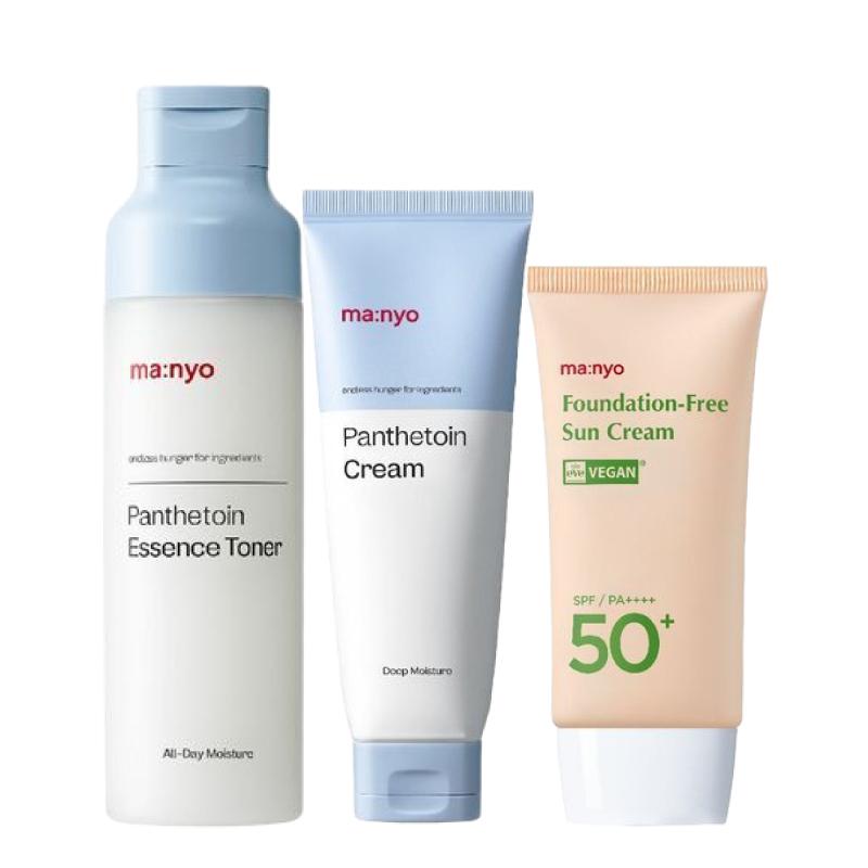 

ma:nyo Panthetoin 3-Step Set (Toner 200ml + Cream 80ml + Foundation Free Sun Cream 50ml SPF50+ PA++++) Barrier Repair & UV Protection