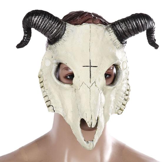 Cosplay Goat Skull Face Guard Ultralight Breathable Realistic Looking Halloween Decor Masquerade Party Prop
