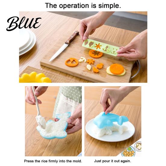 Bento Decoration Kit 4PCS Cute Rice Ball Molds Rabbits Dolphins Flowers And Long Shape Seaweed Embossing Machine Portable Food Grade PP Sushi Maker