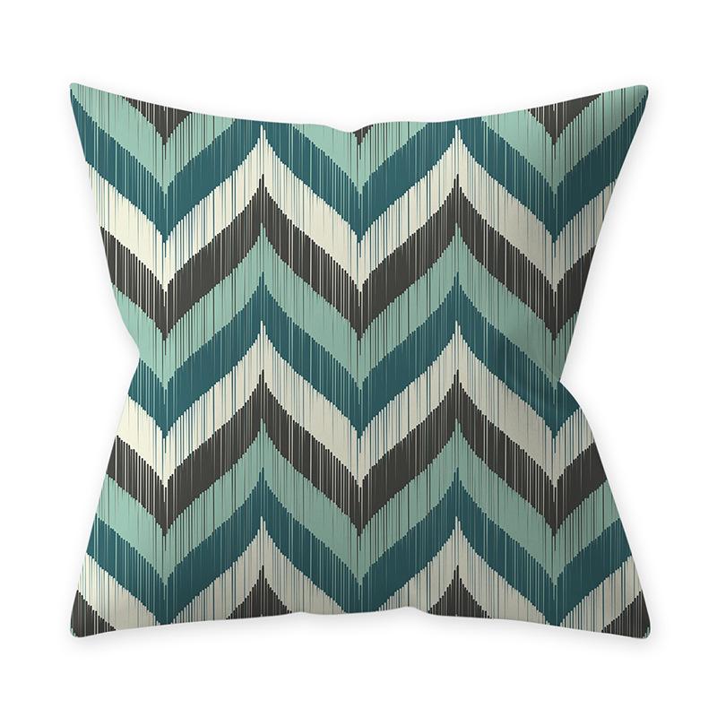 Decorative Green Throw Pillow Teal Blue Leaf Cushion Geometric Pillowcase Nordic Home Decor Sofa Living Room Polyester Pillow