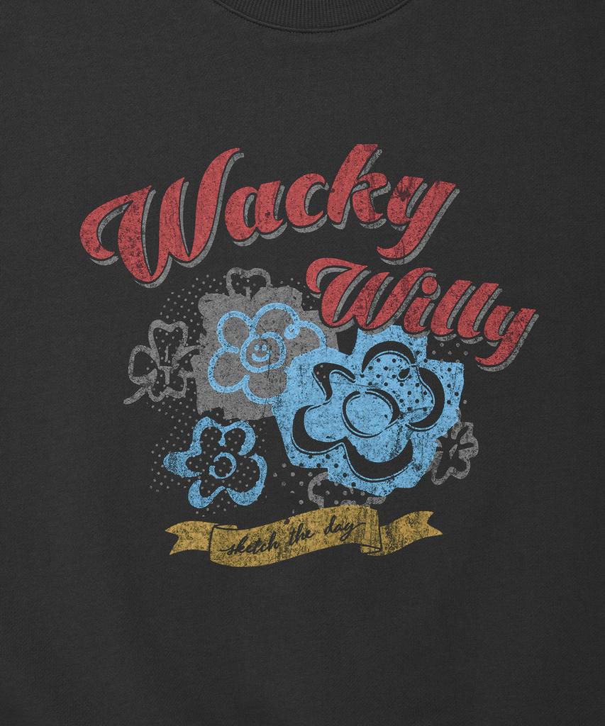 WACKY WILLY Women'S Vintage Graphic Sweatshirt Charcoal