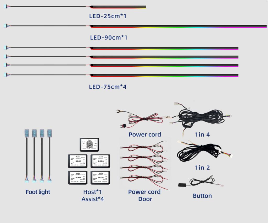22 in 1/18 in 1/10 RGB Car Ambient Light Kit Fast Delivery Symphony Car LED Lamp with Optical Acrylic Strip for Car Interior