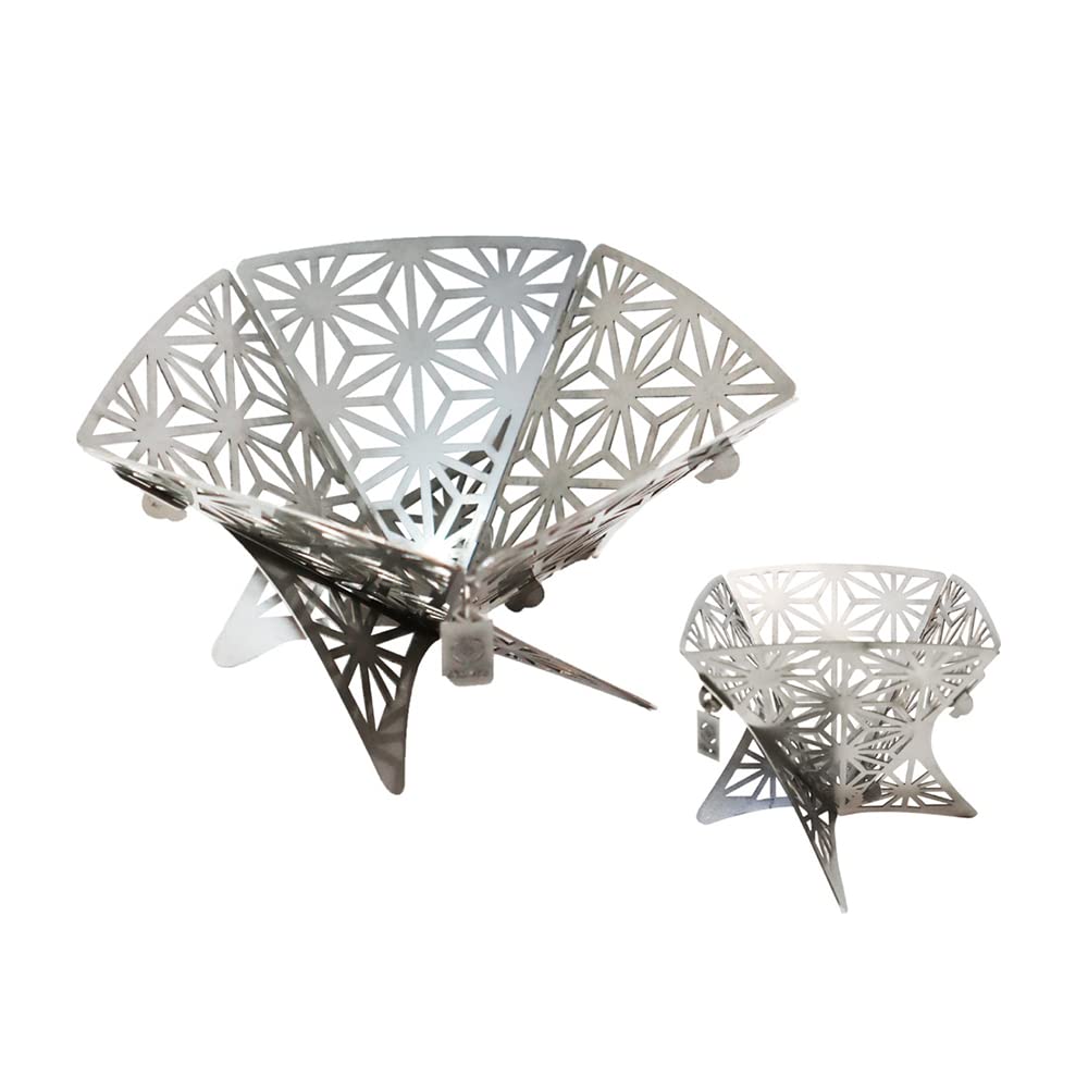 Japanese Pattern Assembly Fire Pit Compact Fire Assembly Required for Camping and Silver S'more (Medium Size) Pit, BBQs,