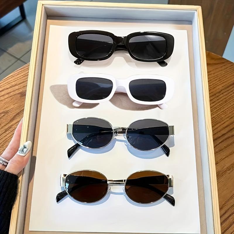 

4pcs New Oval Frame Fashion Sunglasses Europe and The United States Metal Frame Personality Sunglasses INS Wind Trend Sunglasses