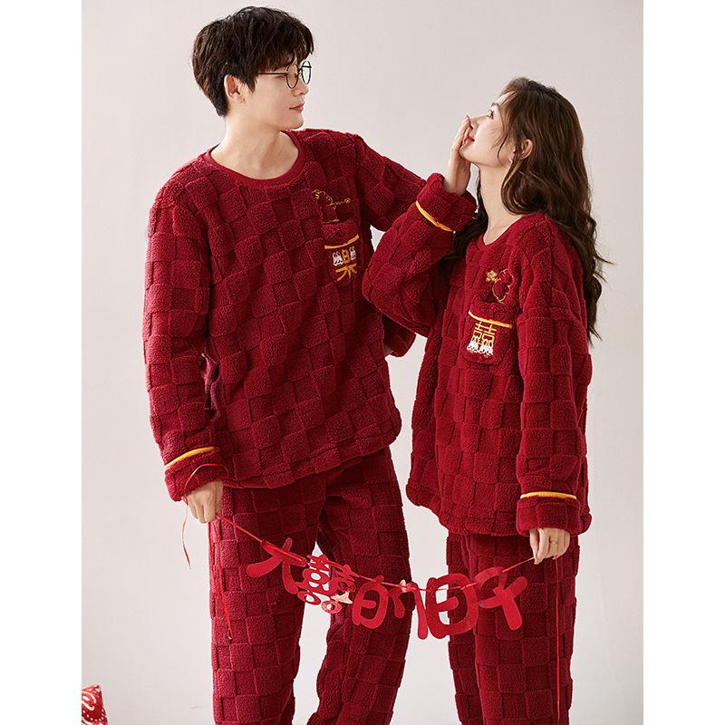 

Мультяшний піжамний комплект з коралового флісу для пари - Товста тепла фланель для осені/зими Women XXL [125-140 lbs]