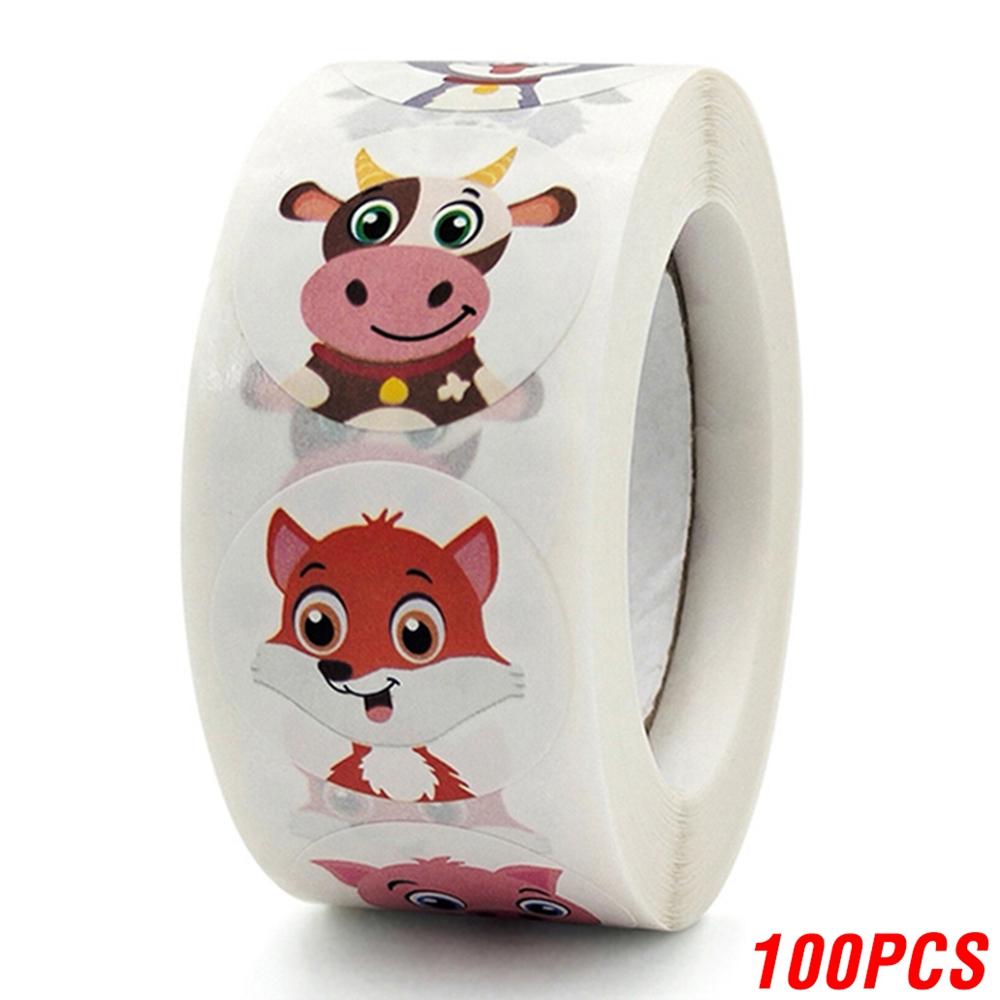 100-500Pcs 1Inch First-Class Cartoon Superior-Grade Animal Top-Grade Children First-Class Sticker First-Class Label Superior-Grade Thank