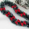 20/2M Christmas Tinsel Ribbons with Bows Xmas Tree Hanging Pendent Green Cane Ribbon Madder Garland Party Home Decor Ornaments