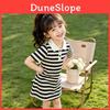 Girl Summer Striped A Line Dress With Polo Neck For Toddler Girl 3 To 8 Years