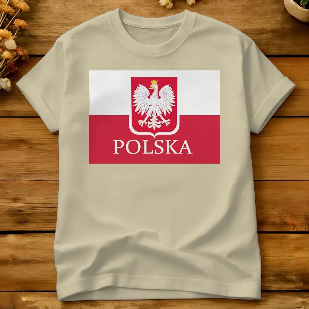 Patriotic Polish Polska Flag Cotton Tshirt For Unisex Beach Poland Polska Polish Y2k Fun T Shirts Fashion Tees Big Size Clothes
