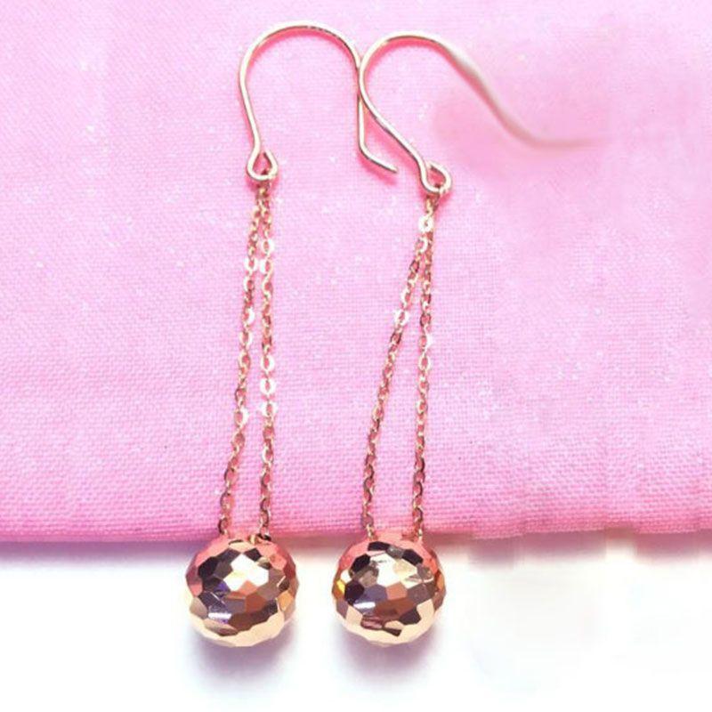 Exquisite Russian Purple Gold Glossy Shiny Laser Ball Earrings, Simple Temperament Korean Version Rose Gold-Plated Earrings