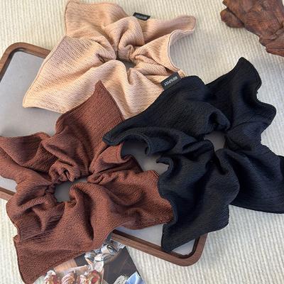 Coffee Color Square Hair Scrunchies Headbands for Women Temperament Pleats Head Rope Rubber Band Lady Party Hair Accessories New