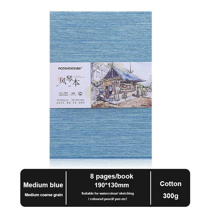 POTENTATE 300Gsm Watercolor Folded Drawing Pad Organ Sketchbook Notebook Cold Press Paper Portable Travel Hand-painted Beginner