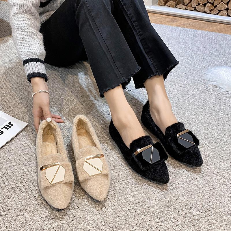 Novos Sapatos Rasos Quentes Femininos Lindo Bico Fino Mocassins de Calçar Botas Pequenas Casuais para Menina
