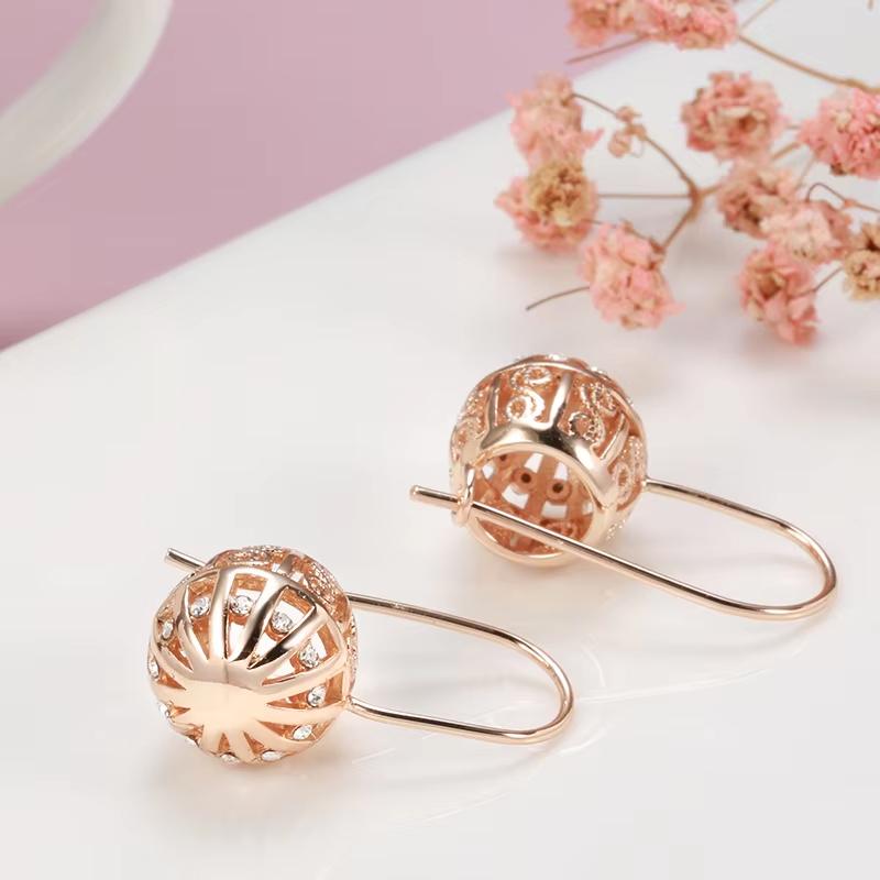 Fashion Golden Ball Drop Earrings For Women White Zircon High Quality Daily Jewelry