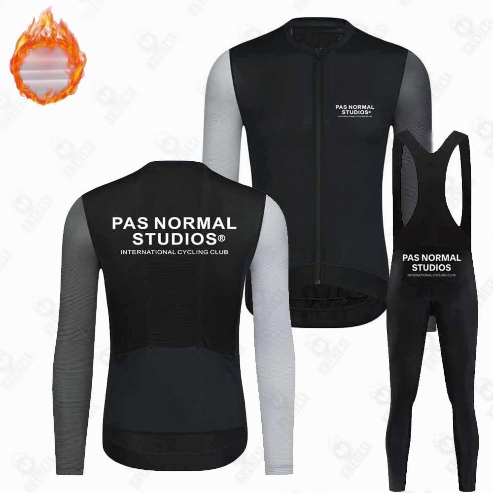 New PNS Fleece Suit Winter Cycling Suit Long Sleeve Strap Pants Road Bike Mountain Bike Outdoor