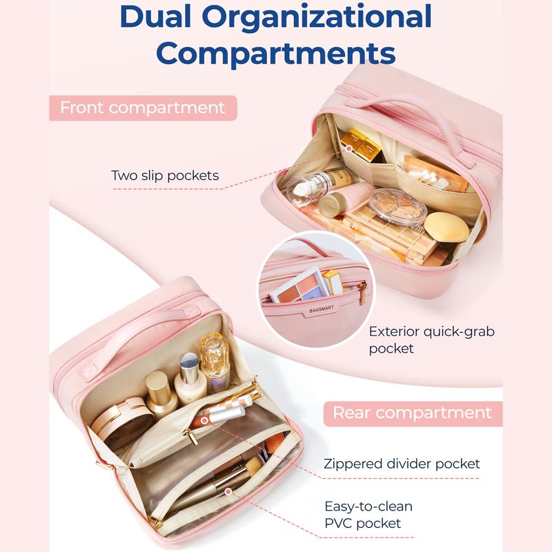 Travel Makeup Bag Large Capacity Cosmetic Bag Wide-open Portable Make Up Bag Organizer for Essentials Toiletries