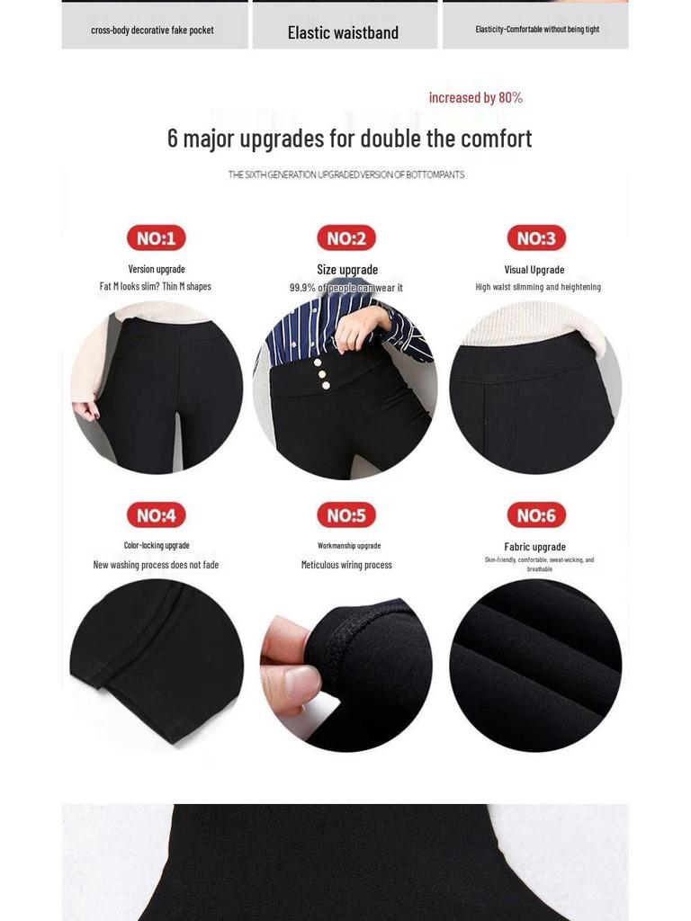 Women's High-Waisted Slimming Three-Button Pencil Leggings