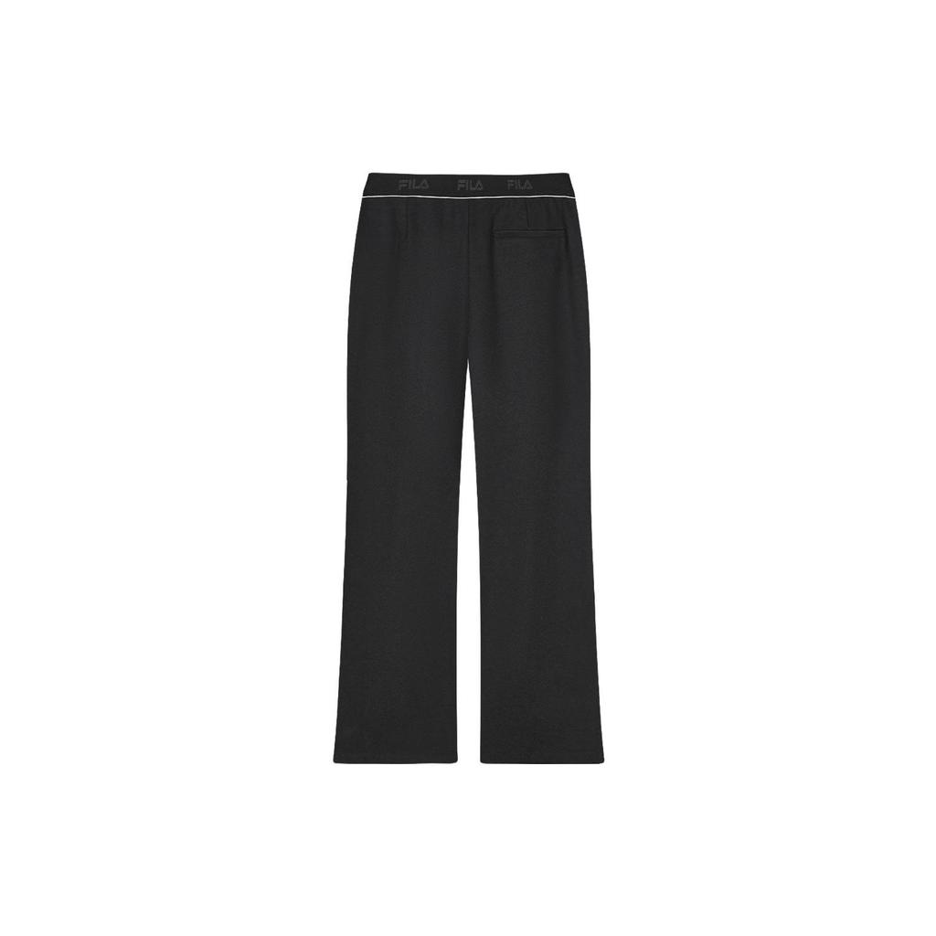 Fila Emerald Solid Color Straight Leg Knitted Stretch Casual Pants Women Bottoms Black F11W414603FBK