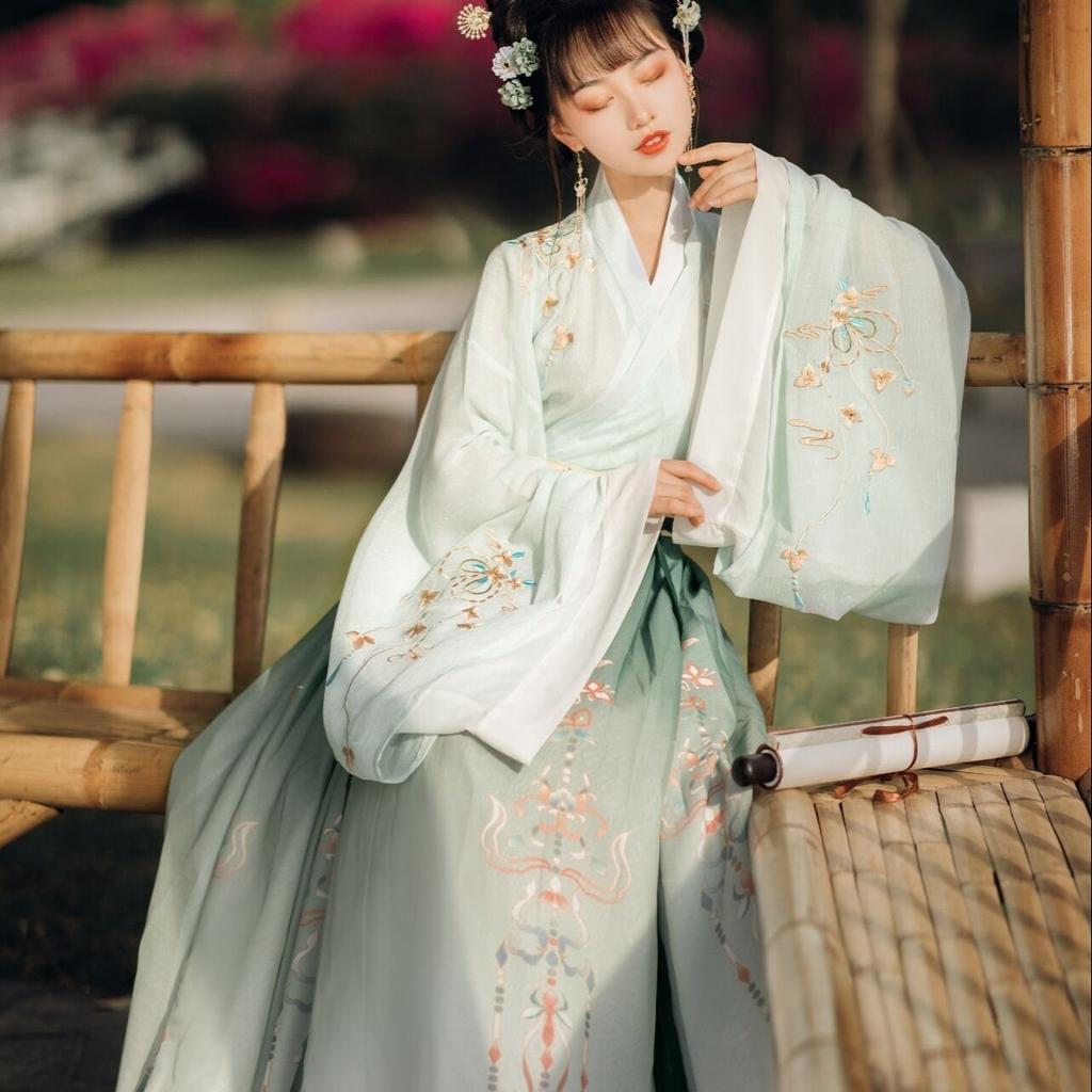 Damski garnitur jesienno-zimowy w stylu chińskiej dynastii Hanfu Wei Jin