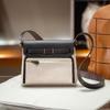 2026 Neue 20cm Rindsleder mit Canvas Leder Tasche Mini Schulter Crossbody Stoff Grenzüberschreitend