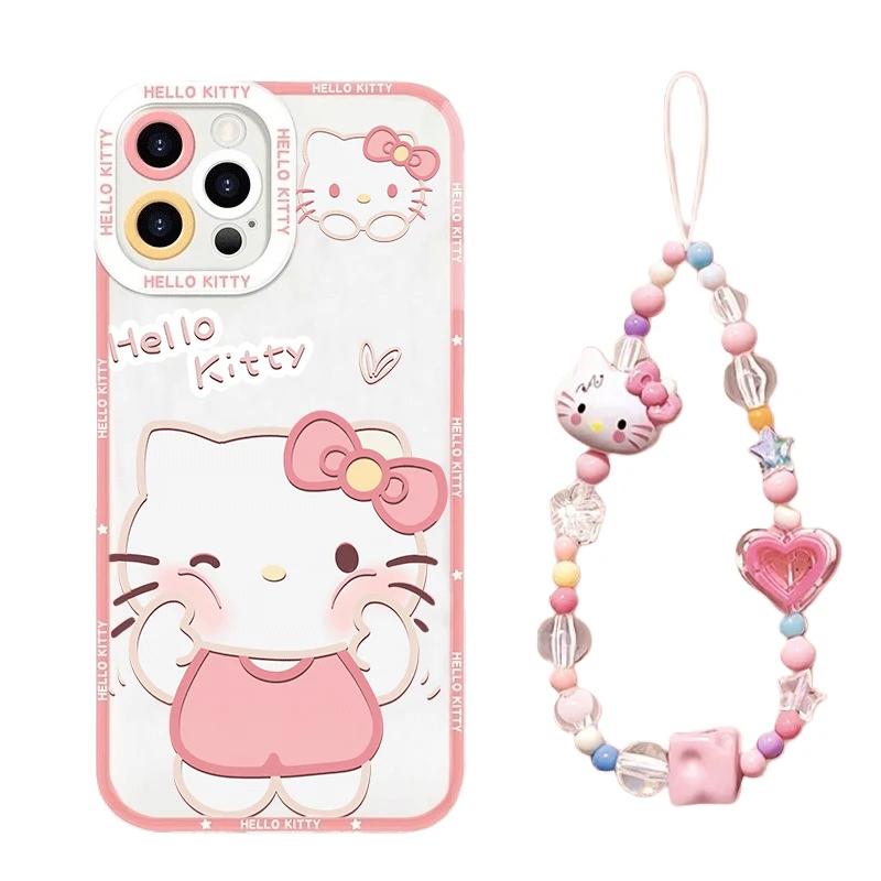 Transparent Hello Kitty Bracelet Casing For OPPO Realme C85 Pro C75 C71 C63 C61 C65 C53 C65 C67 C53 C55 C35 5G INS Phone Case