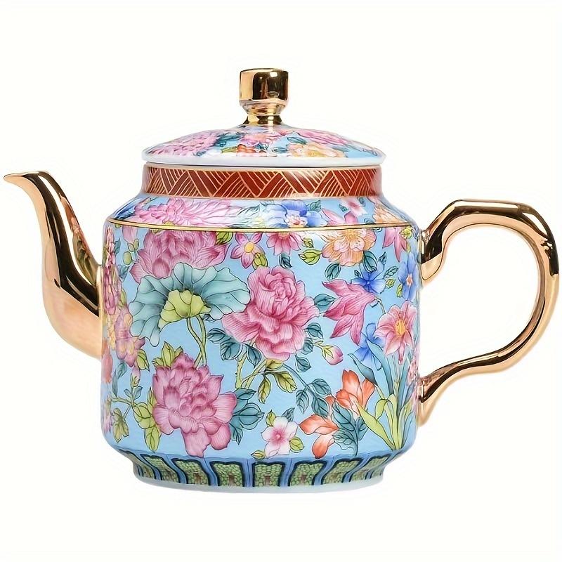 1 Stück Emaille-Teekanne im chinesischen Stil, Chinoiserie, Keramik, verbrühungshemmender Teebereiter, Haushalts-Kungfu-Teeservice mit Filter, große Kapazität