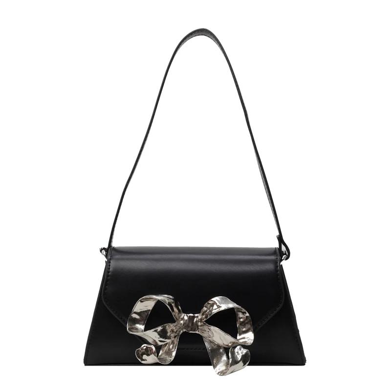 Spring and Summer Fashionable Bow Decoration Crossbody Bags For Women‘s Luxury Designer Solid Color PU Leather Shoulder Handbags