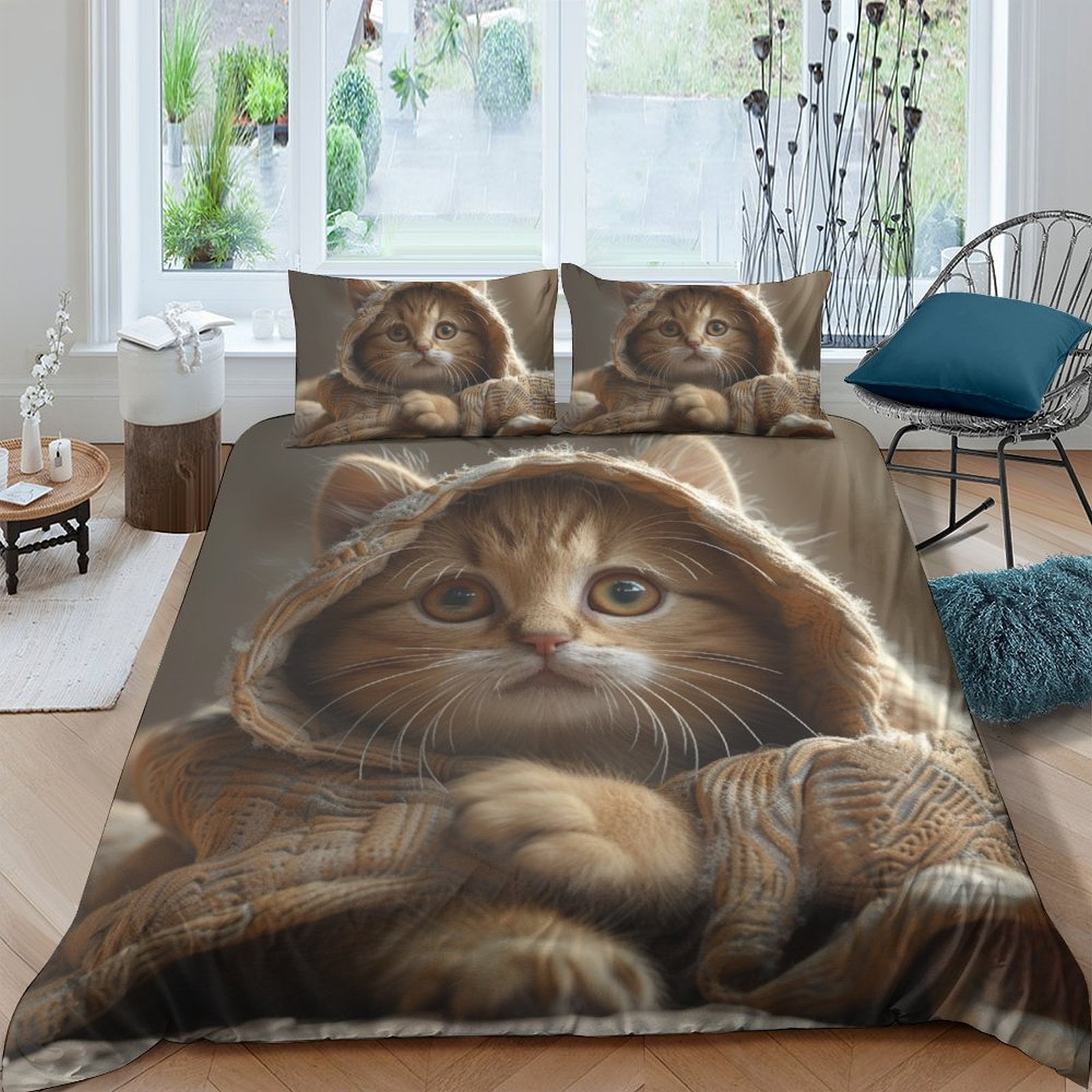 

Cat Printed Soft Duvet Cover Beding Set Comfortable Quilt Cover Suitable Children Young Boys Young Girls plus Adult Peoples Warm Soft Breathable plus 120*200cm Single