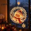 Holiday Celebration Ornament Christmas Suction Cup Window Light, Santa Claus Xmas Tree Reusable Lamp Snowman Glass Ornament, Party Acrylic Hanging
