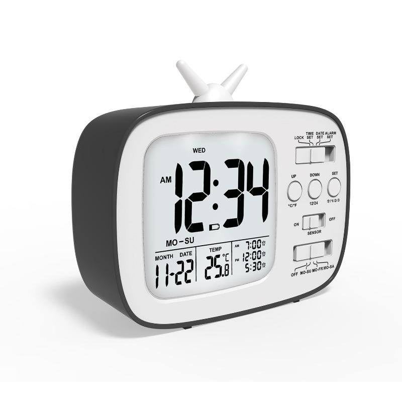 Simple Electronic Clock Photosensitive Smart Clock Creative Alarm Clock Retro Upgrade Version Three Sets of Alarm Clocks