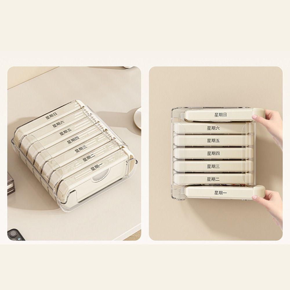 Wall Mounted Medicine Storage Dispenser Plastic Pill Organizer Practical 7 Days Pill Box  for Home