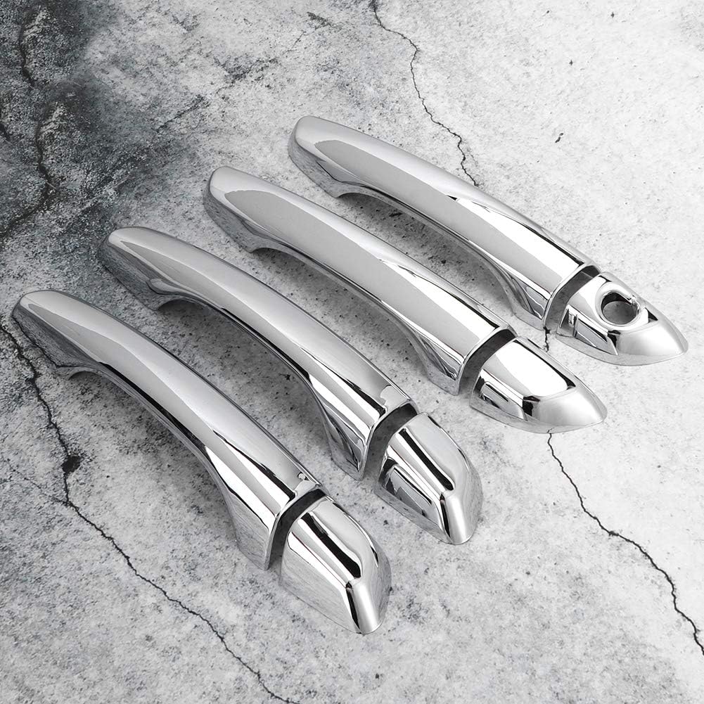 Qiilu Car Exterior Door Handle Cover Trim for Hyundai Elantra 2018-2019 8pcs Car Door Handle Grip Covers Exterior ABS Silver for Left-Hand Driving